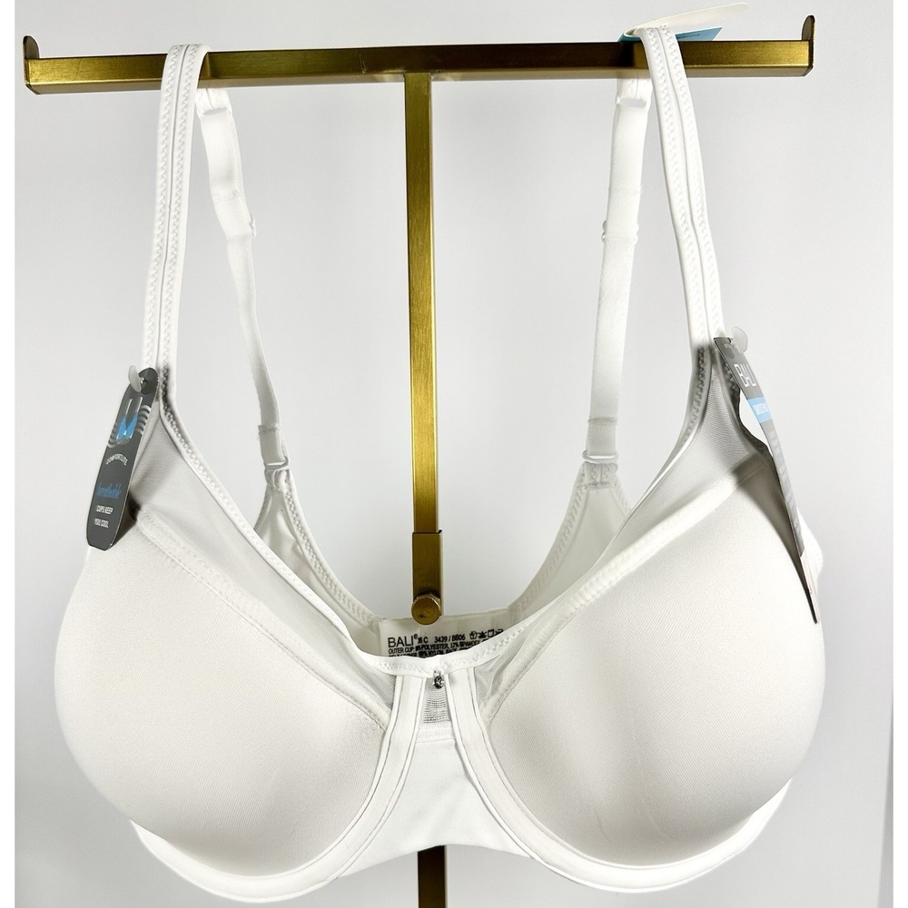 NWT‎ Bali One Smoothing Ultra Light Underwire  Convertible Gem 36C White Bra